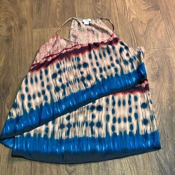 Bar 111 faux wrap‎ tank top. Flowy water color blouse. Summer vacation - Picture 1 of 7